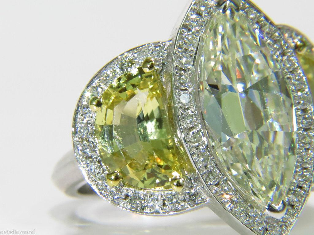Bague saphir marquise 18 carats avec diamant certifié GIA 7,82 carats, non chauffée et non chauffée en vente 2