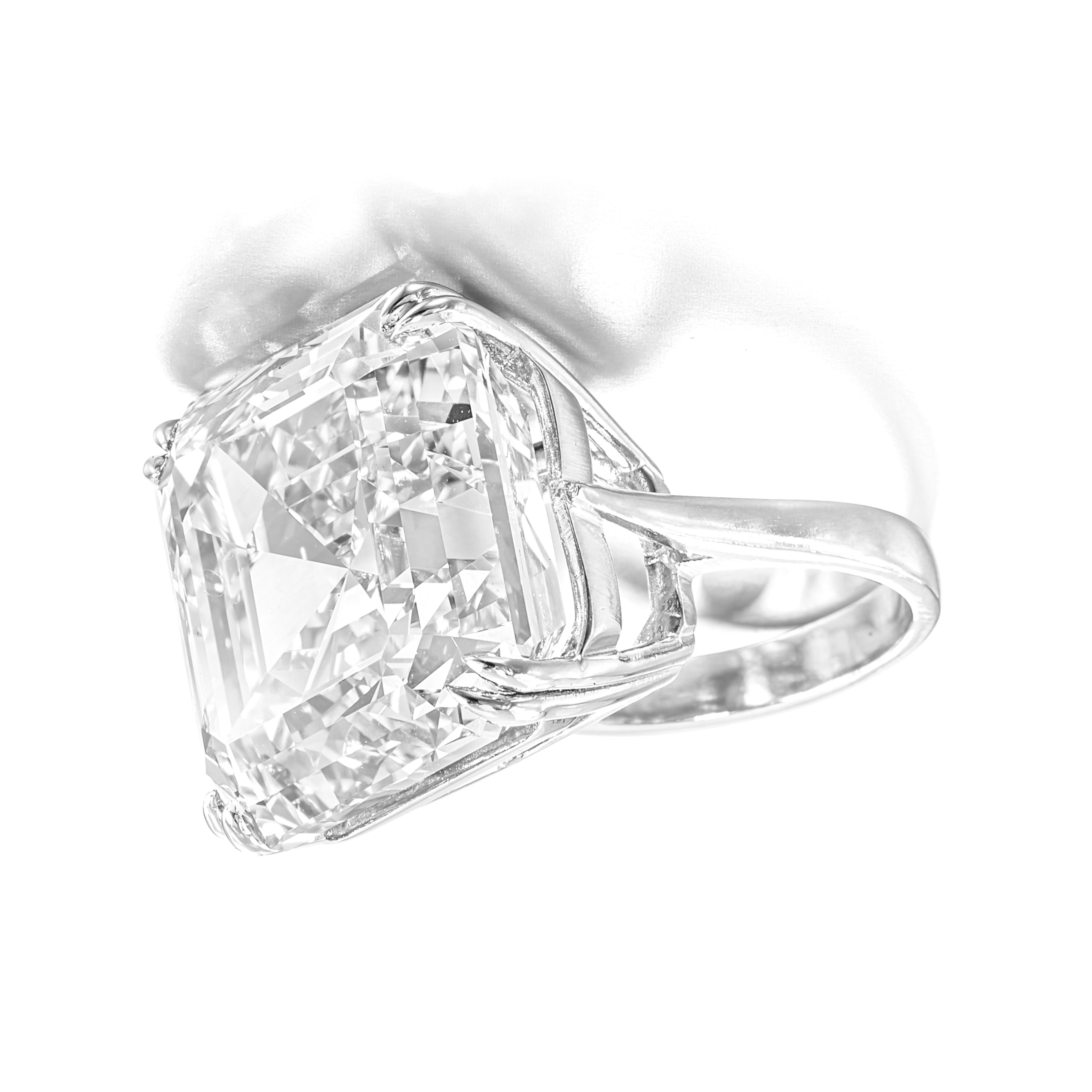 GIA Certified 19 Carat Asscher Cut Diamond Ring In New Condition For Sale In Chicago, IL