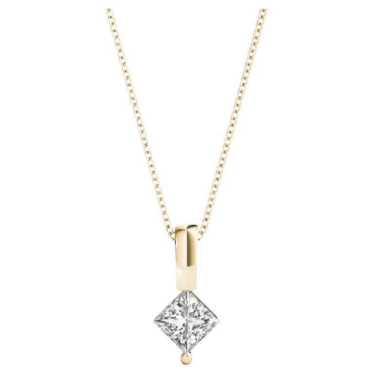GIA Certified 1.9 Princess Diamond Kite Set Yellow Gold Pendant Necklace