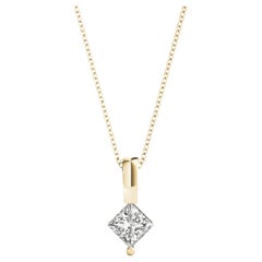 GIA Certified 1.9 Princess Diamond Kite Set Yellow Gold Pendant Necklace