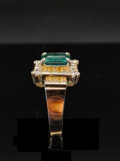 GIA Certified 1.90 Carat Emerald and Diamond Ring with a 14k Gold Mount Setting