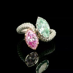 Anello con diamante certificato GIA da 1,90 carati di colore rosa tenue/giallo tenue VS1/ SI1