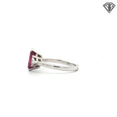 GIA Certified 1.90 Carat Marquise Ruby and Trillion Diamond Ring 14K White Gold