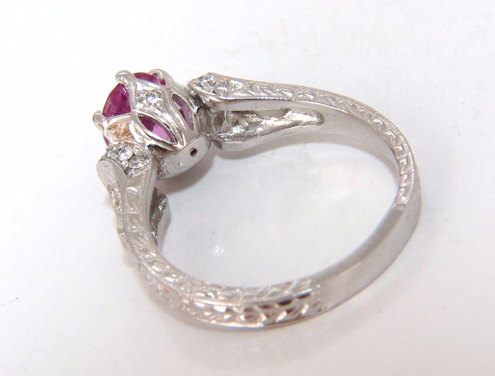 GIA Certified 1.90 Carat Natural No Heat Pink Sapphire Diamonds Ring 14 Karat For Sale 1