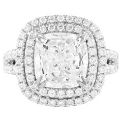GIA Certified 1.90 Carat Radiand Cut Diamond Double Halo Ring
