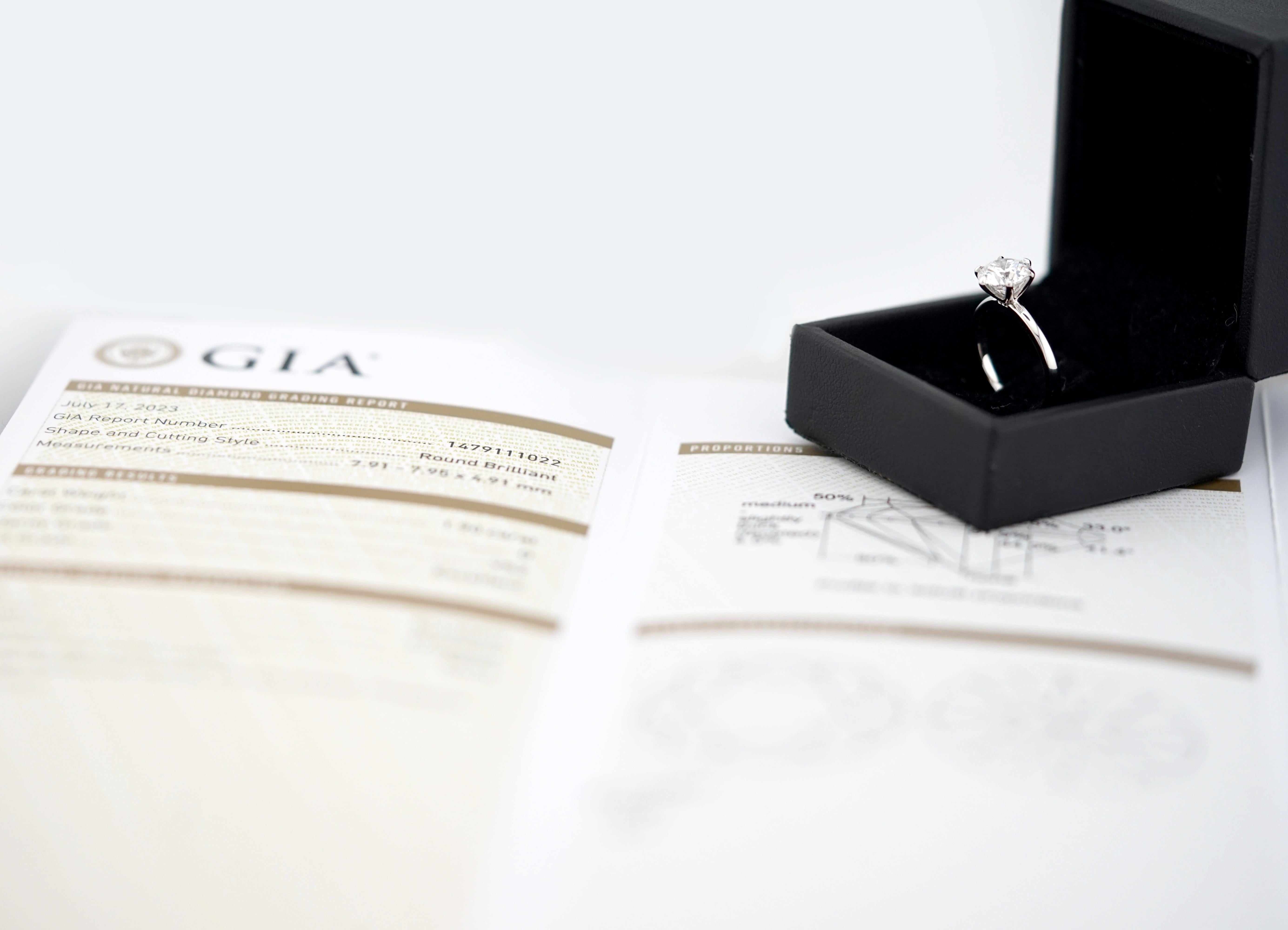 Bague solitaire en or certifiée GIA avec diamants taille ronde de 1,90 carat D VS2 en vente 1