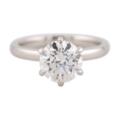 Anillo solitario de oro con diamante de talla redonda D VS2 certificado por GIA de 1,90 quilates