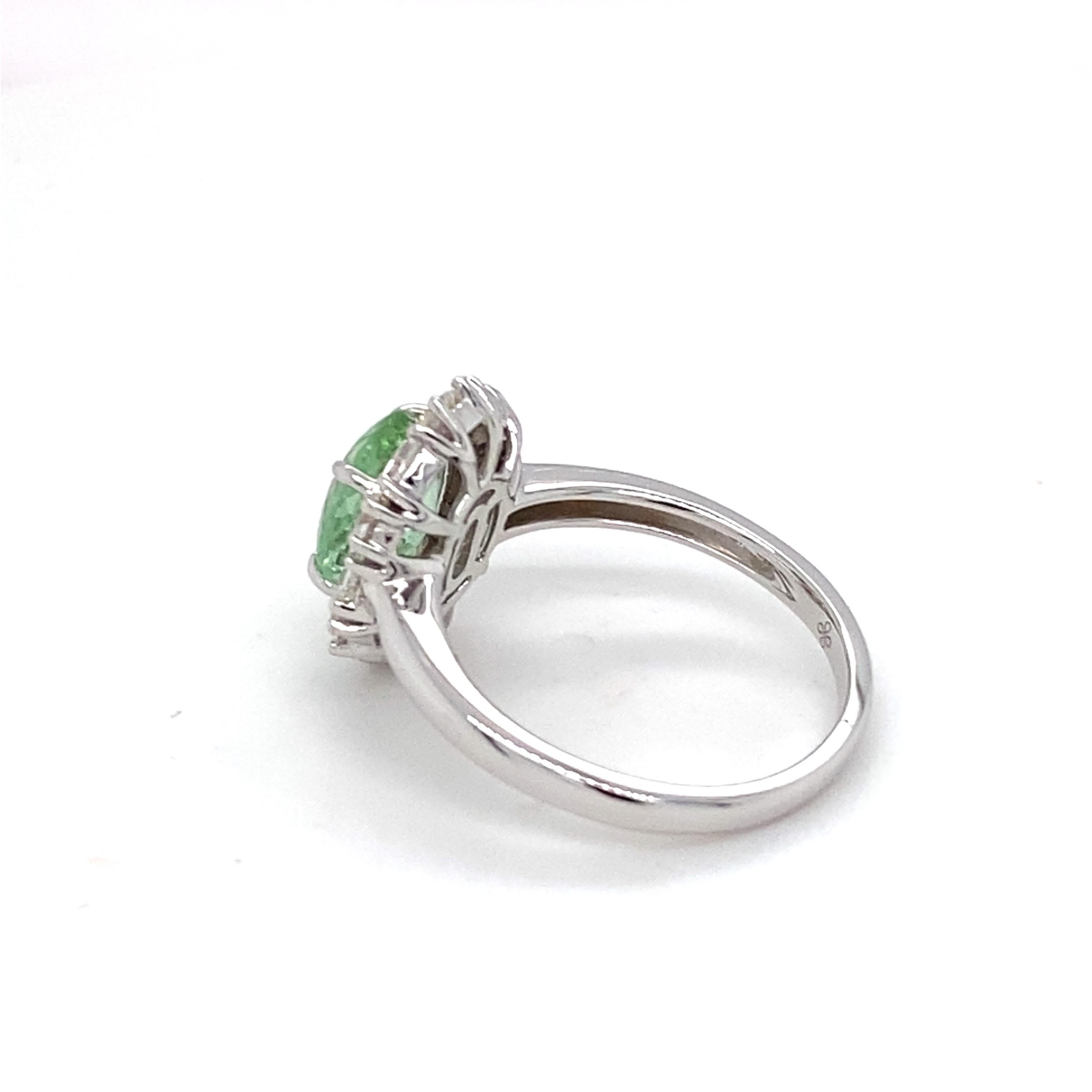 GIA Certified 1.90 Carat Tourmaline Diamond white Gold Ring For Sale 4
