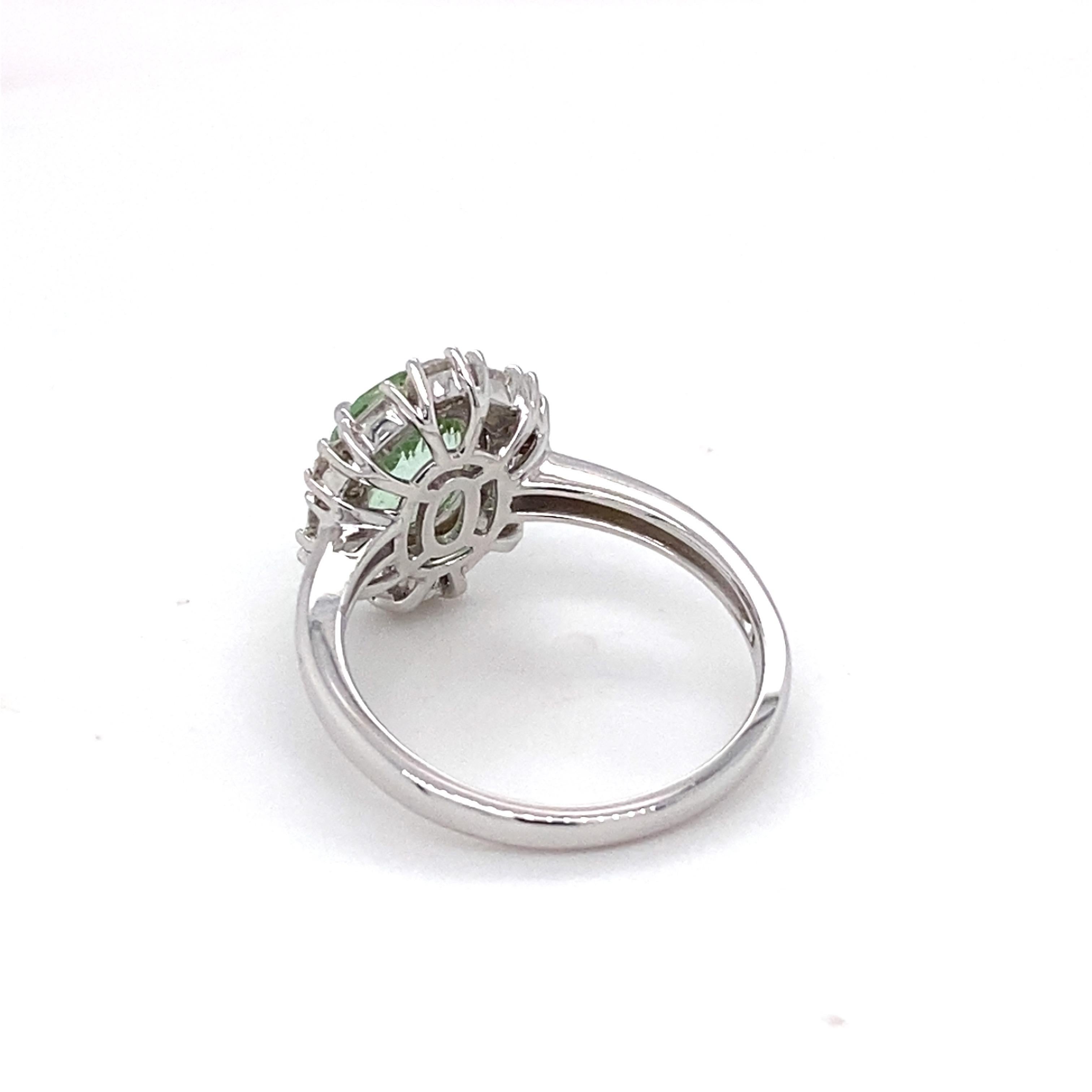 GIA Certified 1.90 Carat Tourmaline Diamond white Gold Ring For Sale 5