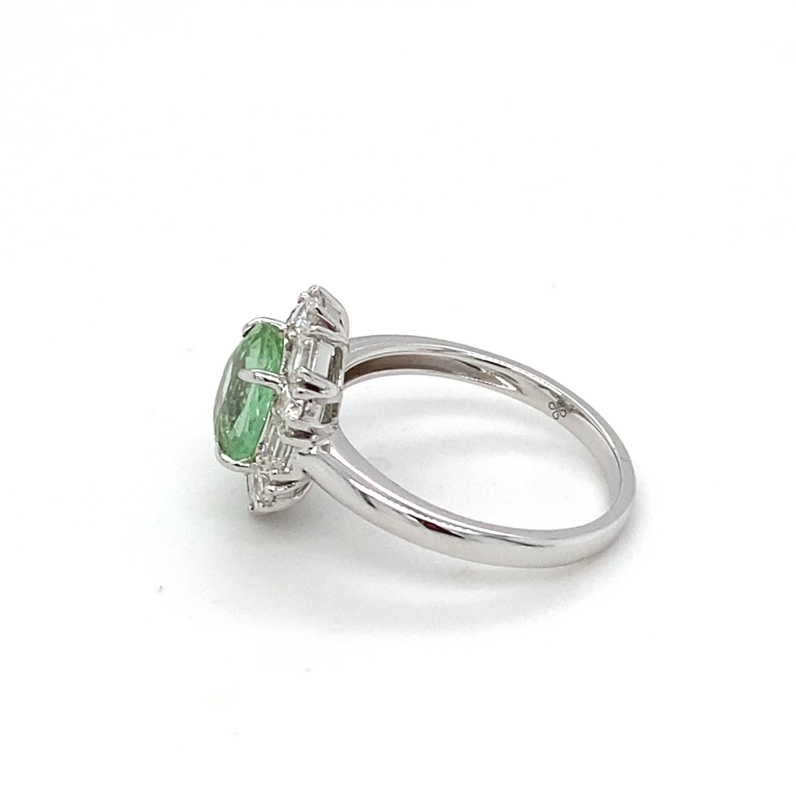 GIA Certified 1.90 Carat Tourmaline Diamond white Gold Ring For Sale 6