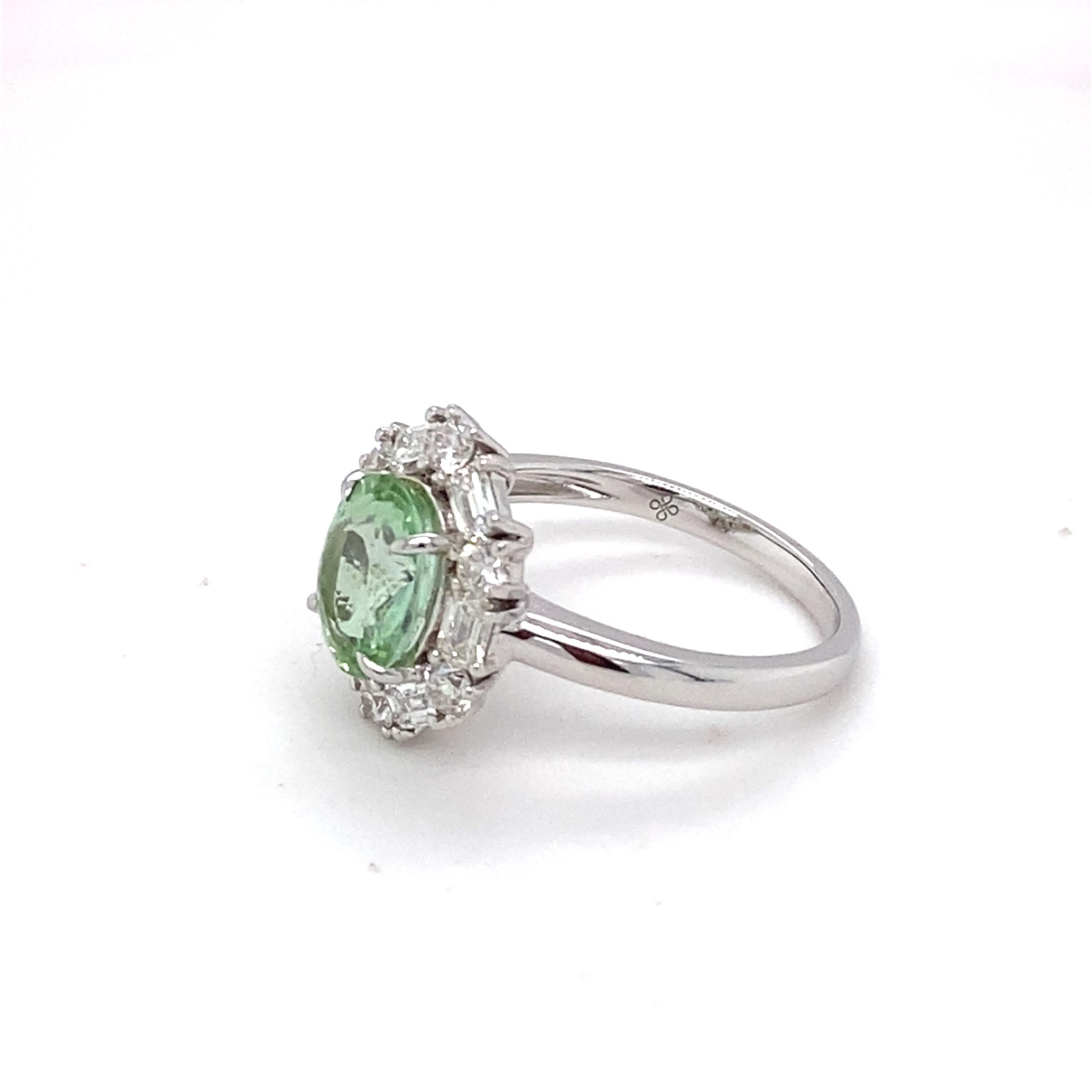 GIA Certified 1.90 Carat Tourmaline Diamond white Gold Ring For Sale 7