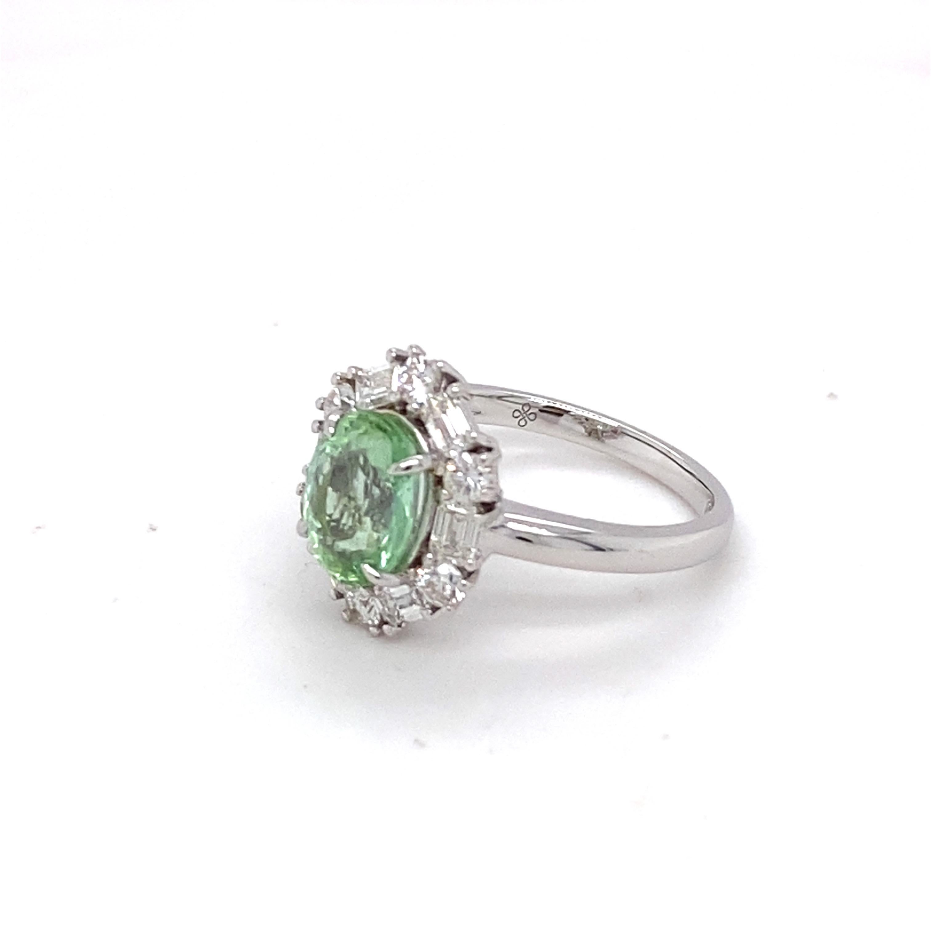 GIA Certified 1.90 Carat Tourmaline Diamond white Gold Ring For Sale 8