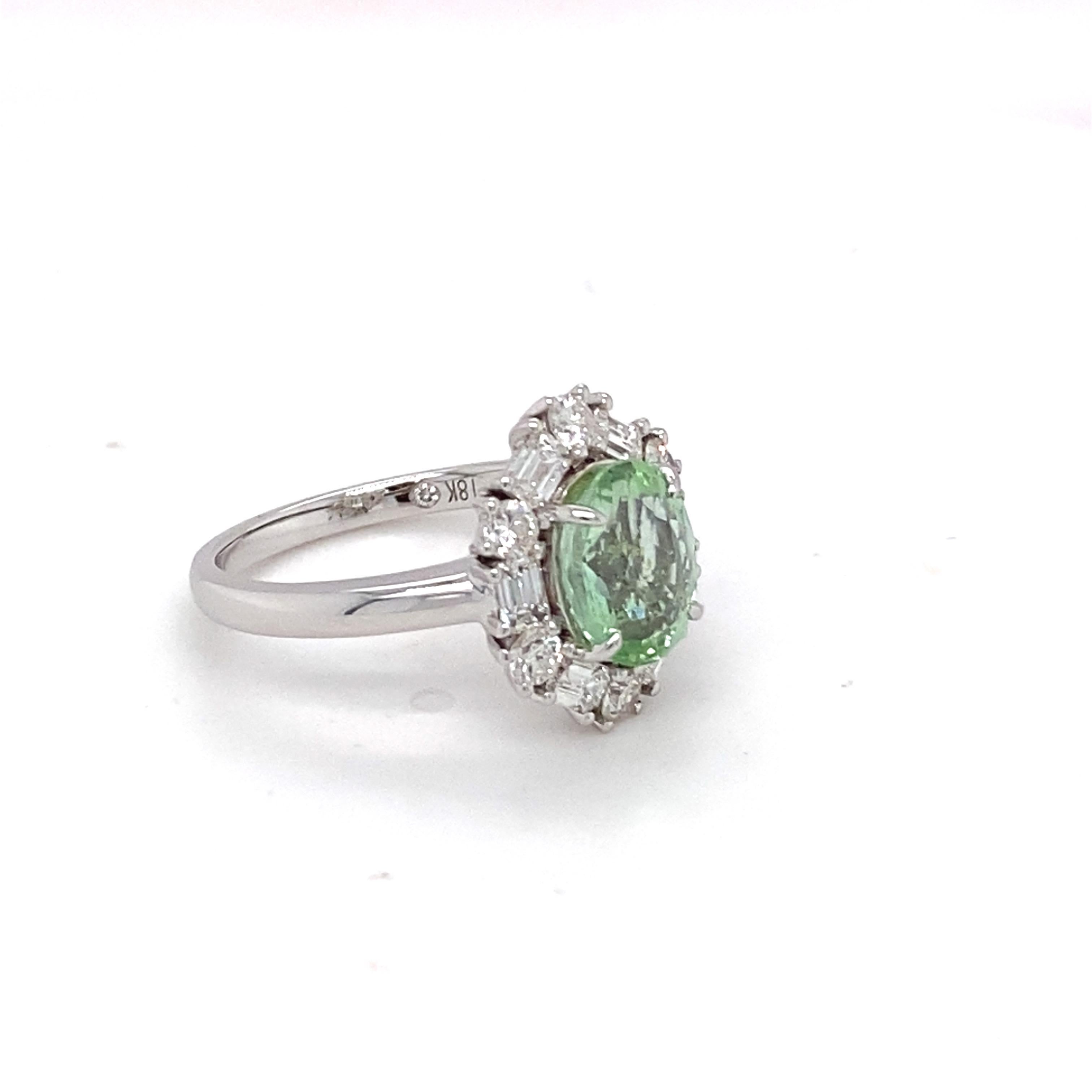 GIA Certified 1.90 Carat Tourmaline Diamond white Gold Ring In New Condition For Sale In Trumbull, CT