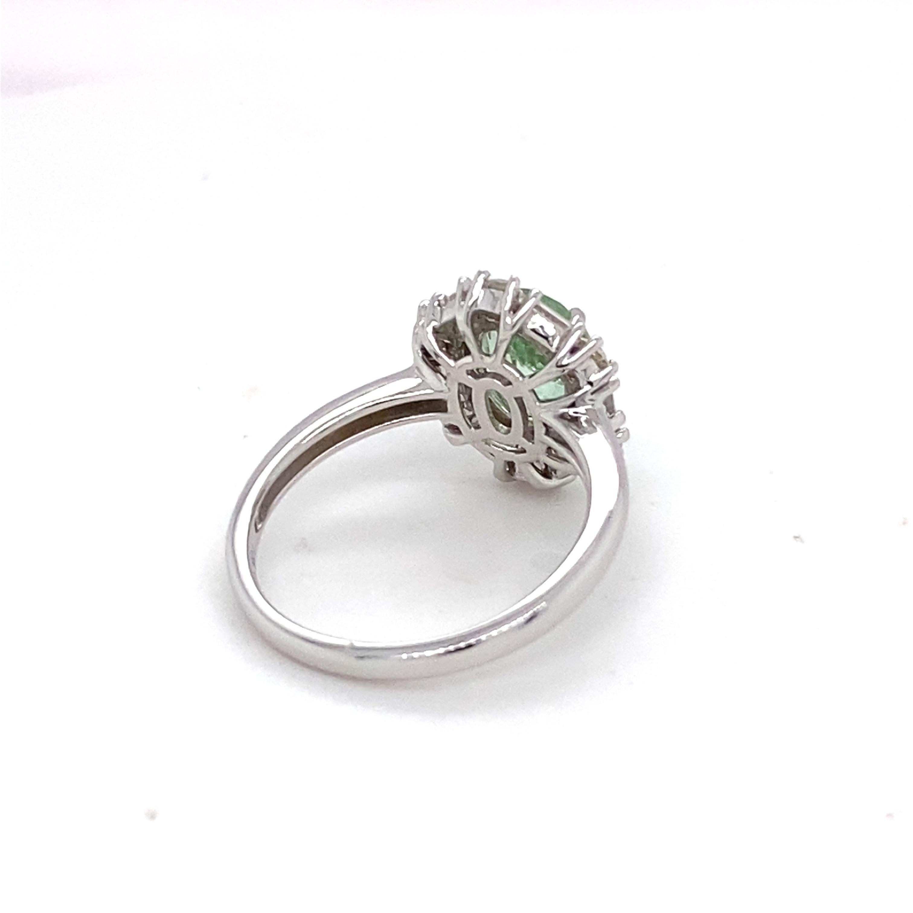 GIA Certified 1.90 Carat Tourmaline Diamond white Gold Ring For Sale 1