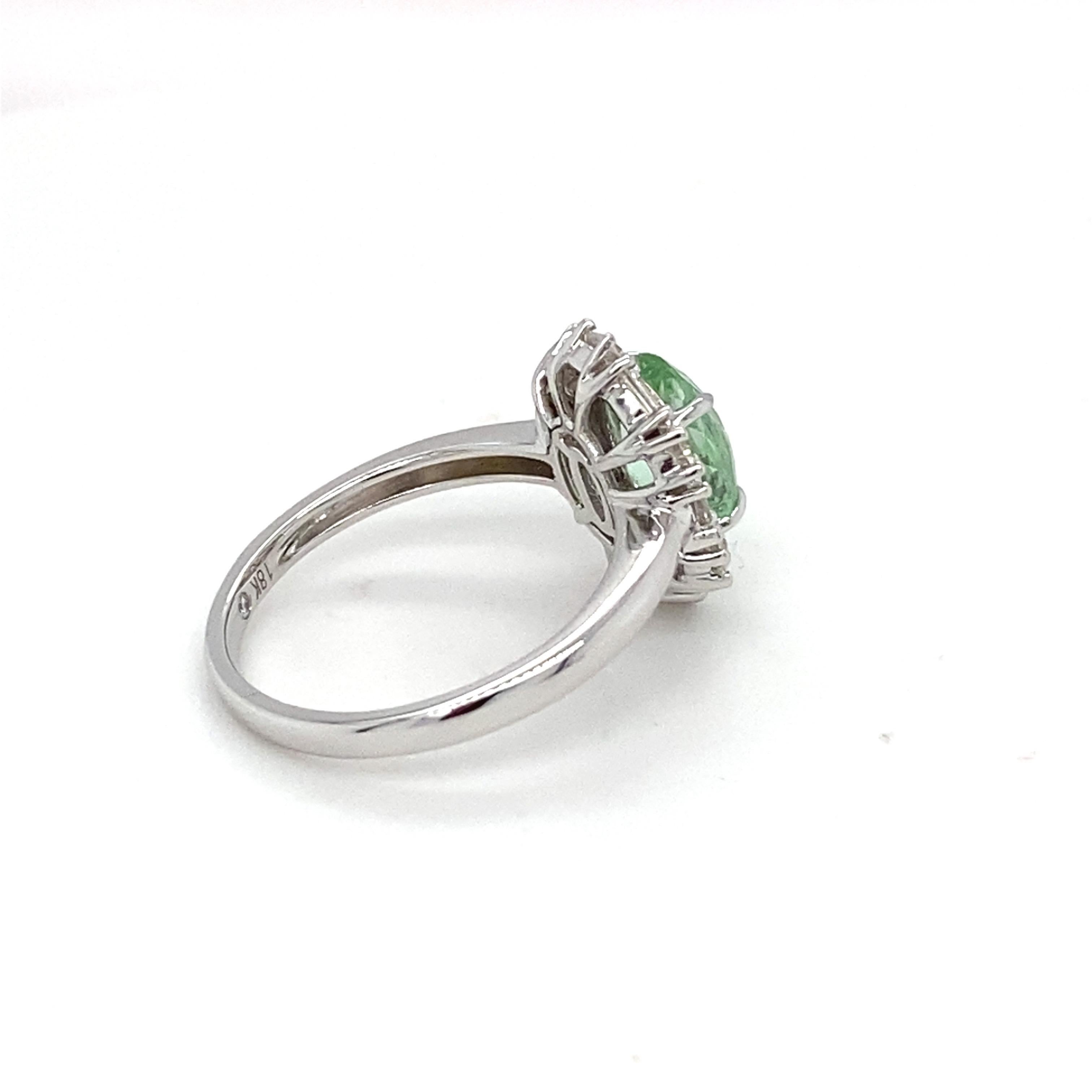 GIA Certified 1.90 Carat Tourmaline Diamond white Gold Ring For Sale 2