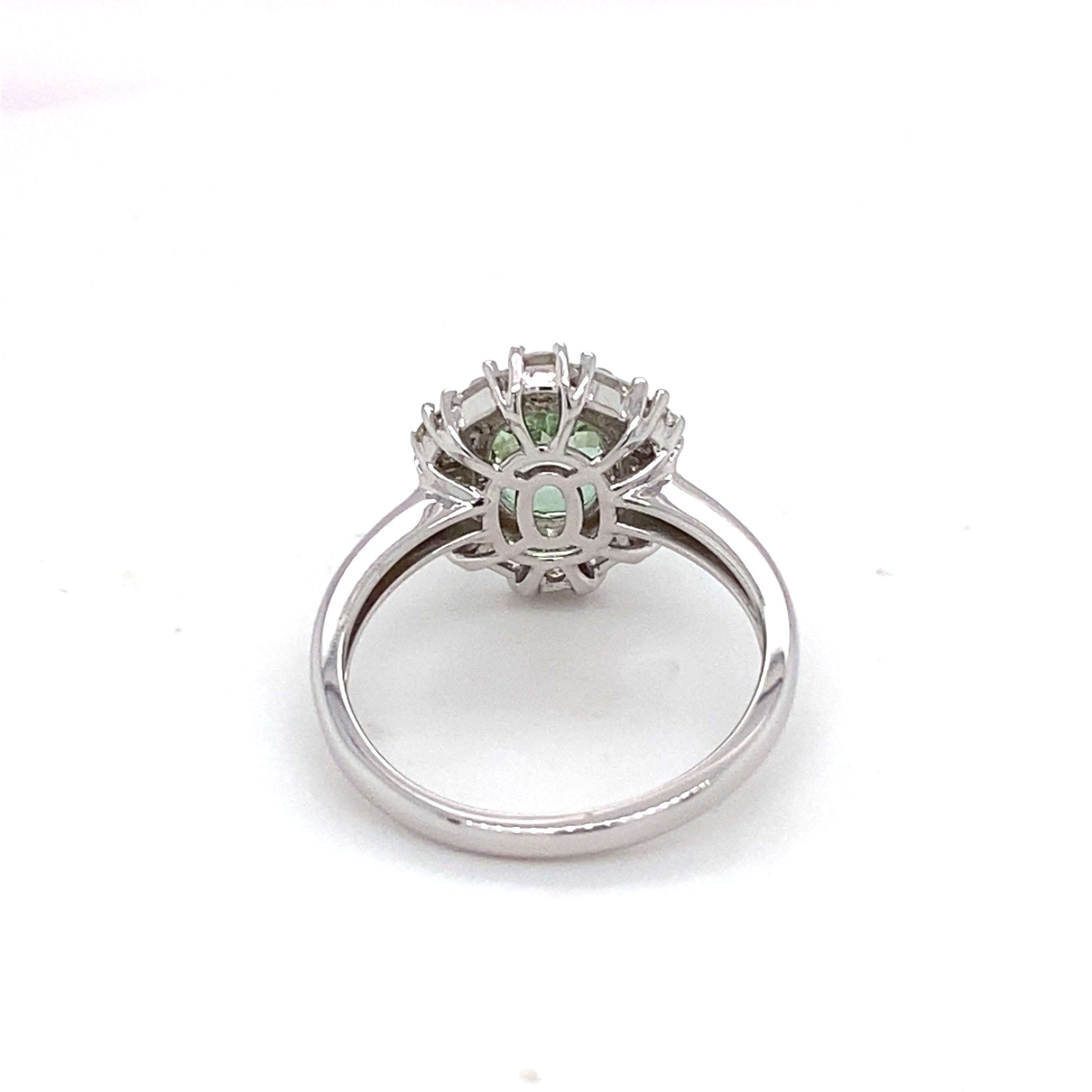 GIA Certified 1.90 Carat Tourmaline Diamond white Gold Ring For Sale 3