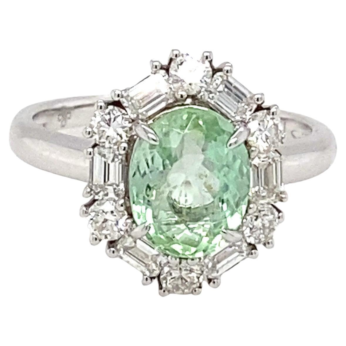 GIA Certified 1.90 Carat Tourmaline Diamond white Gold Ring For Sale