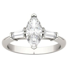 GIA Certified 1.90 Carats D VVS1 Marquise & Baguette Three-Stone Ring 18K Gold
