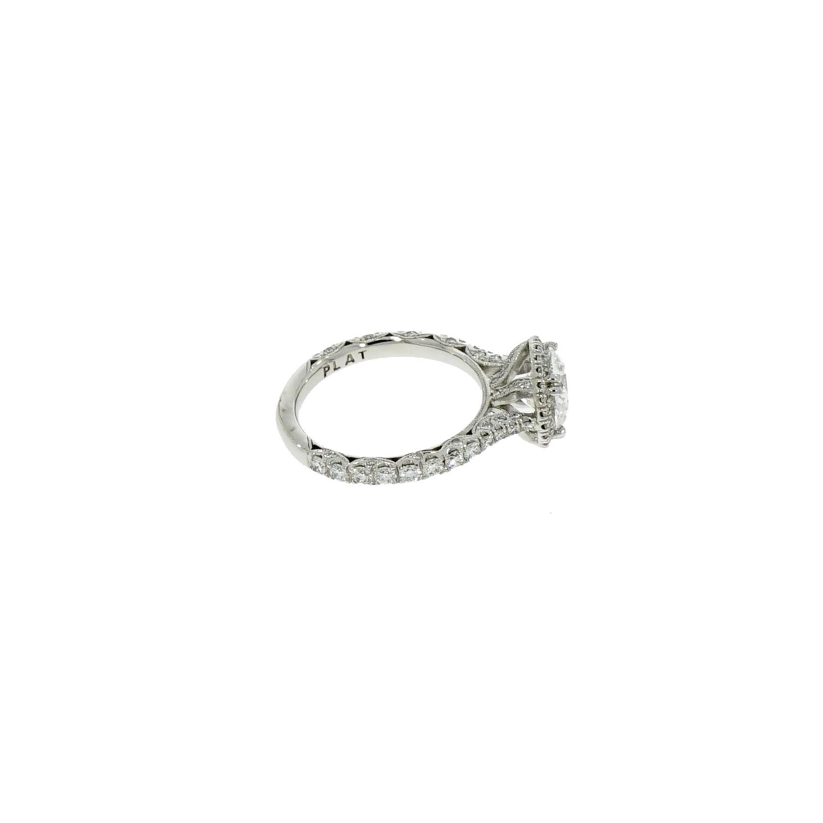 Round Cut GIA Certified 1.90 D/VVS2 Tacori Diamond Platinum Engagement Ring