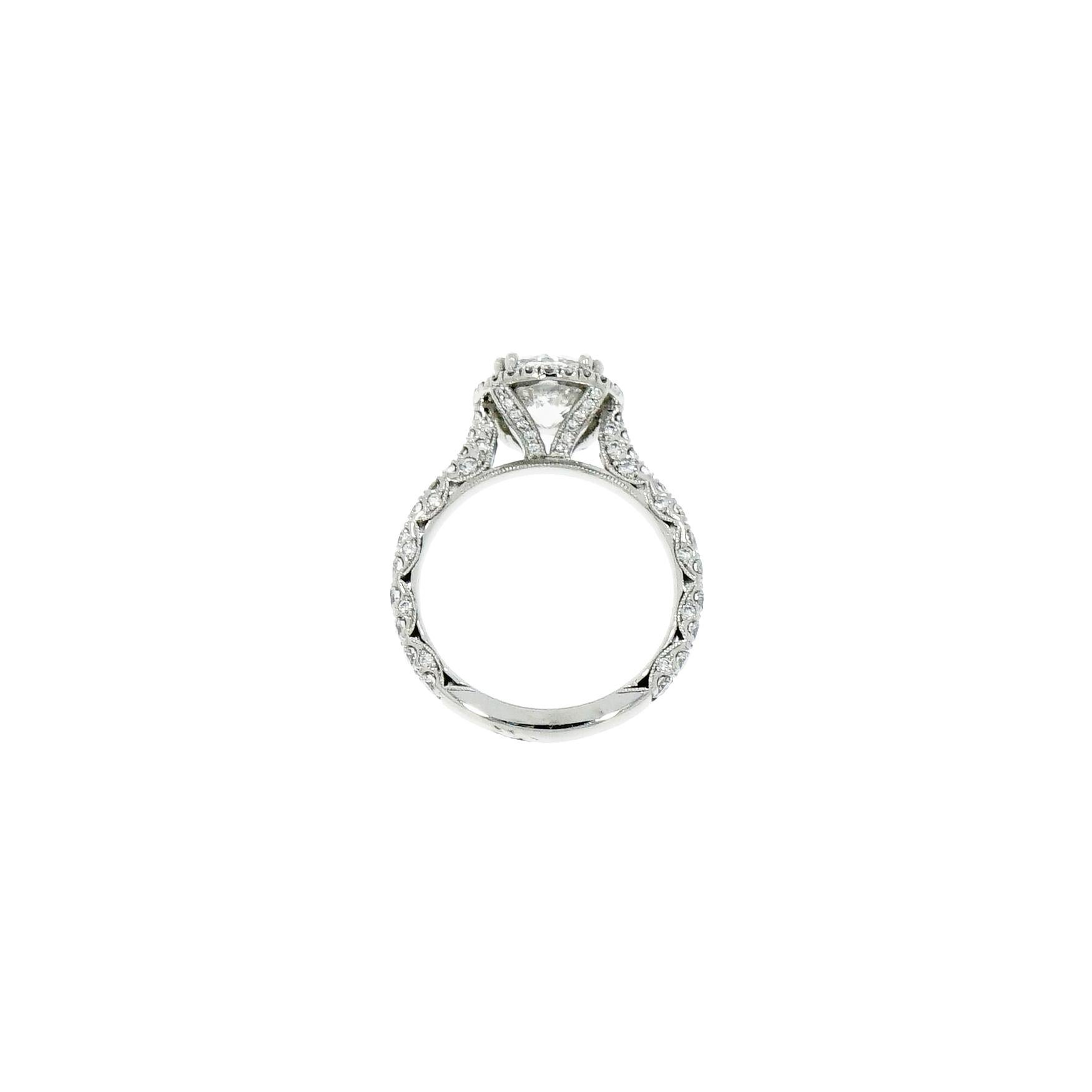 GIA Certified 1.90 D/VVS2 Tacori Diamond Platinum Engagement Ring In New Condition In Greenwich, CT