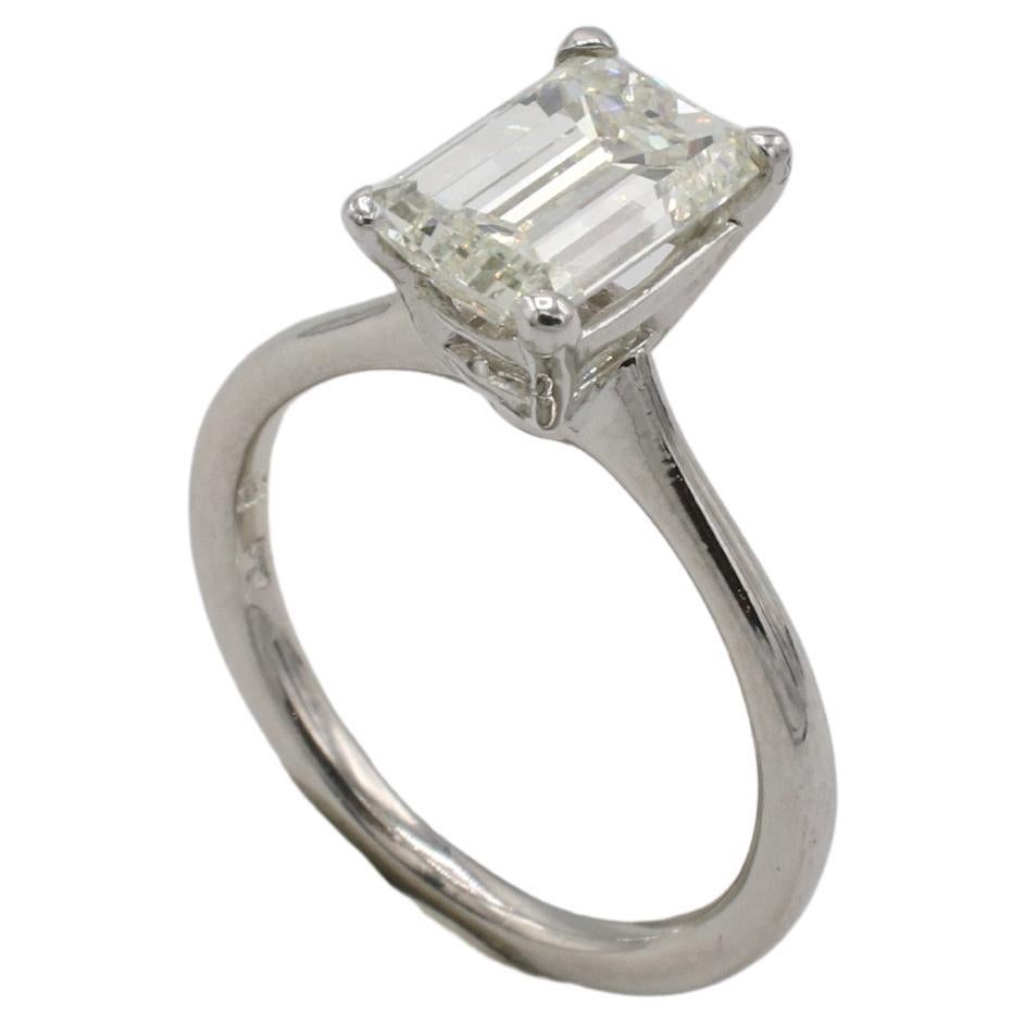 GIA Certified 1.90 Emerald Cut K VS1 Natural Diamond Solitaire Engagement Ring 
Metal: 14k white gold
Weight: 4.41 grams
GIA report number: 6233478636
Diamond: 1.90 emerald cut K VS1 natural diamond
Size: 5 (US)
Height: 7.5mm
LONT 111186-1
