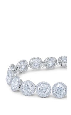 GIA Certified 19.00 Carat Round Brillant Shape Diamonds 18K Gold Bracelet