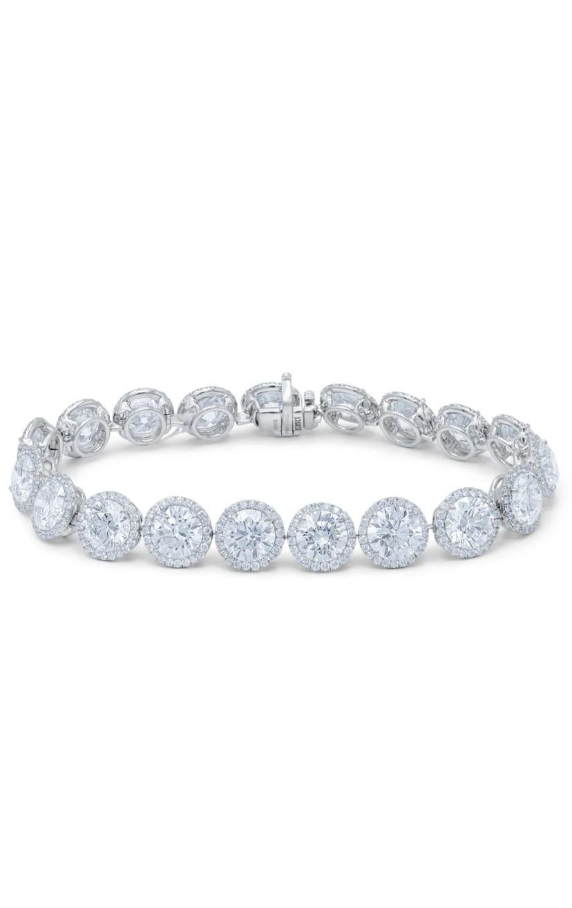 Pulsera de oro de 18 quilates con diamantes redondos en forma brillante certificados por el GIA de 19,00 quilates Corte redondo en venta