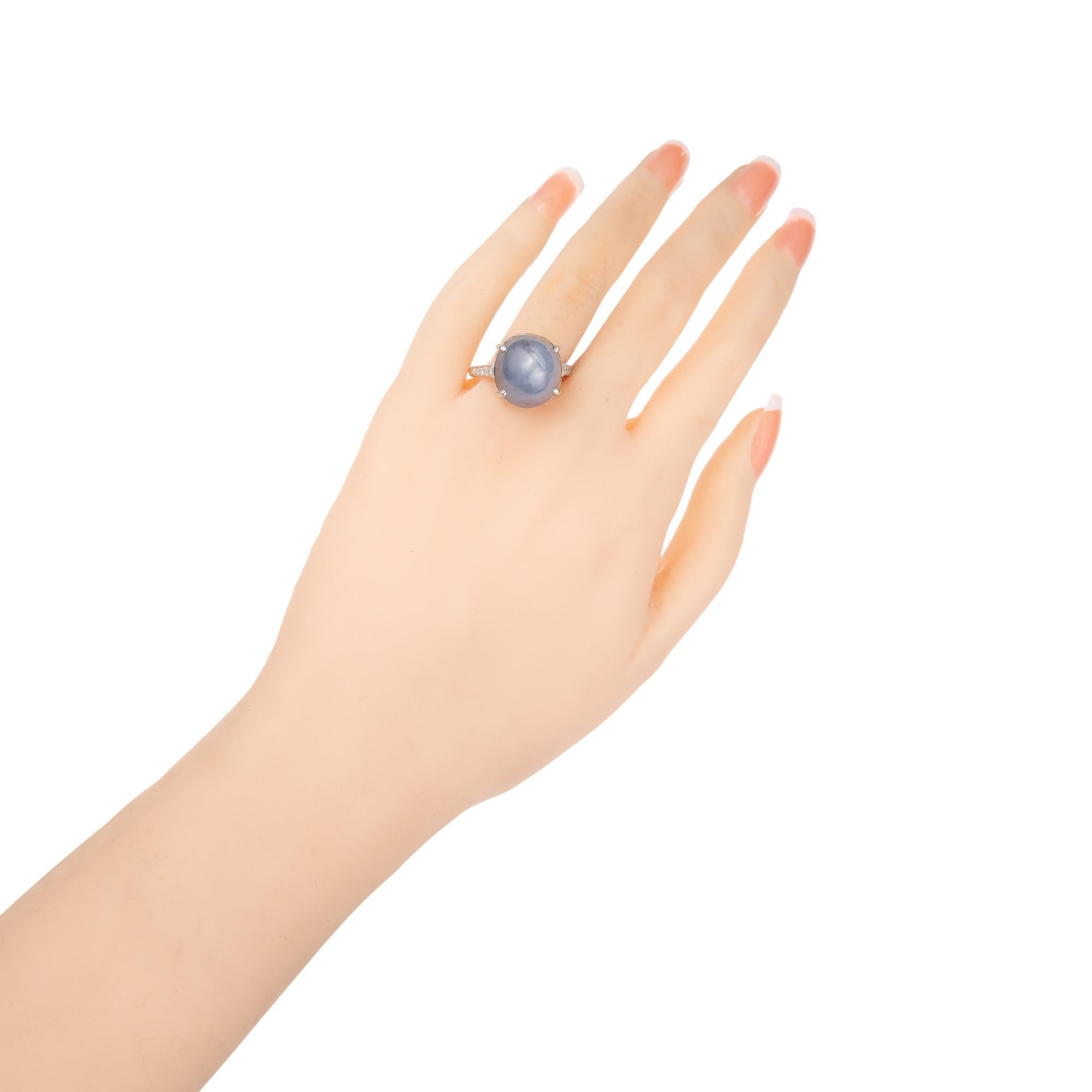 Women's GIA Certified 19.00 Carat Star Sapphire Diamond Platinum Ring