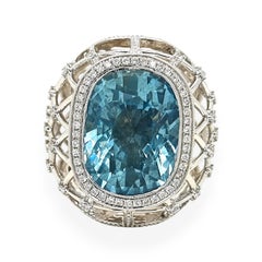 GIA Certified 19.09 Carat Aquamarine Diamond White Gold Ring