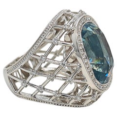 GIA Certified 19.09 Carat Aquamarine Diamond White Gold Ring