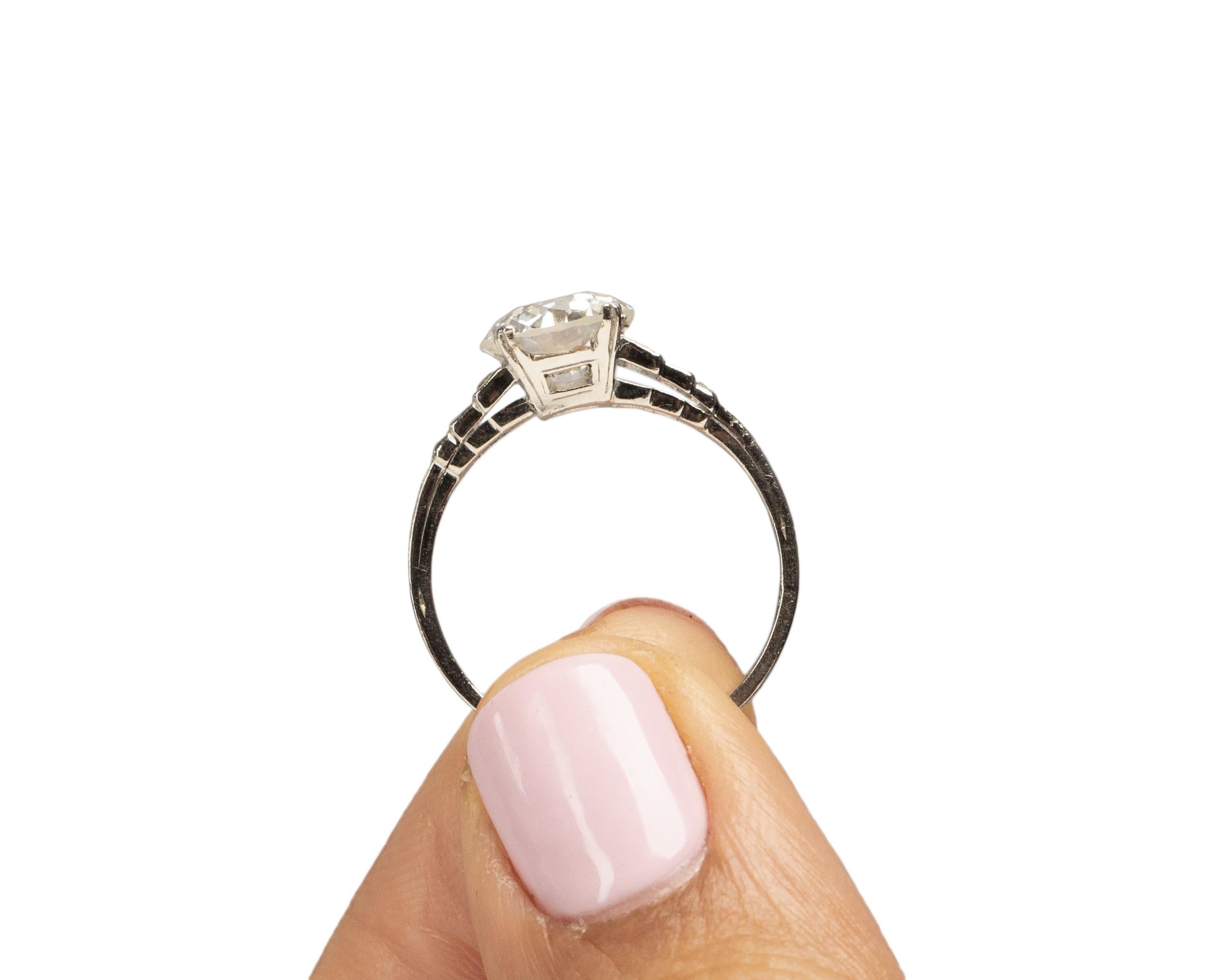 GIA Certified 1.91 Carat Art Deco Diamond Platinum Engagement Ring For Sale 3