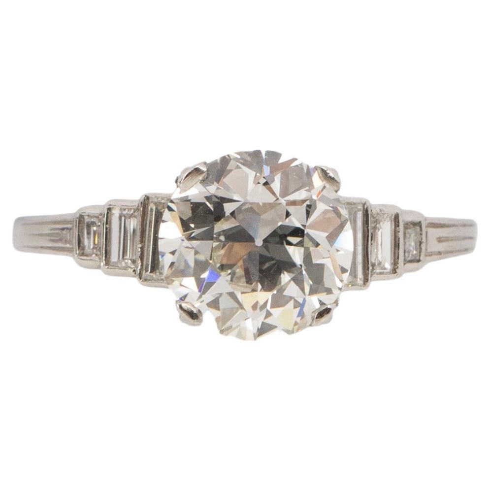 GIA Certified 1.91 Carat Art Deco Diamond Platinum Engagement Ring For Sale