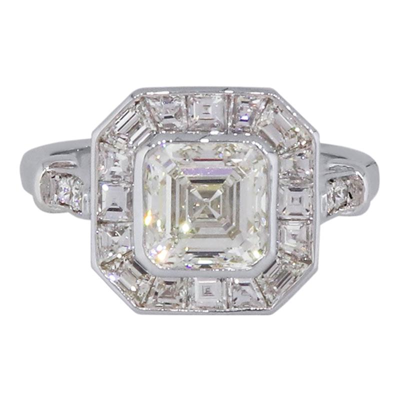GIA Certified 1.91 Carat Asscher Cut Diamond Engagement Ring