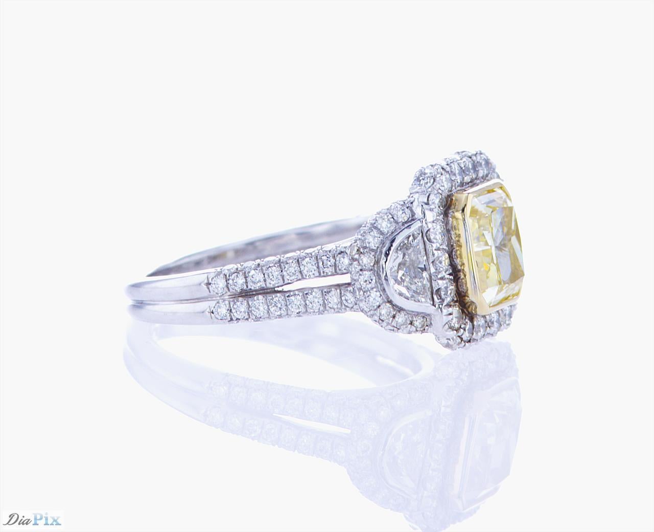 GIA-zertifizierter 1,91-karätiger gelber Fancy-Diamantring aus Platin im Angebot 7