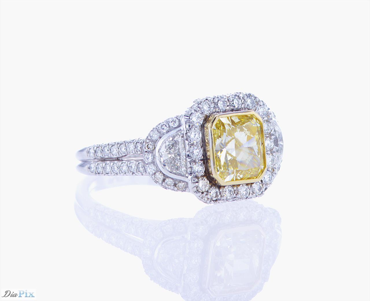 GIA-zertifizierter 1,91-karätiger gelber Fancy-Diamantring aus Platin im Angebot 9