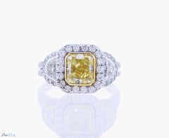 GIA Certified 1.91-Carat Fancy Yellow Diamond Ring in Platinum