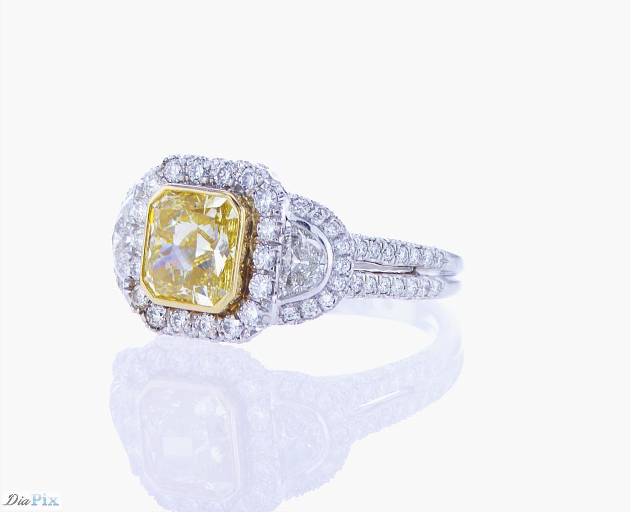 GIA-zertifizierter 1,91-karätiger gelber Fancy-Diamantring aus Platin (Art déco) im Angebot
