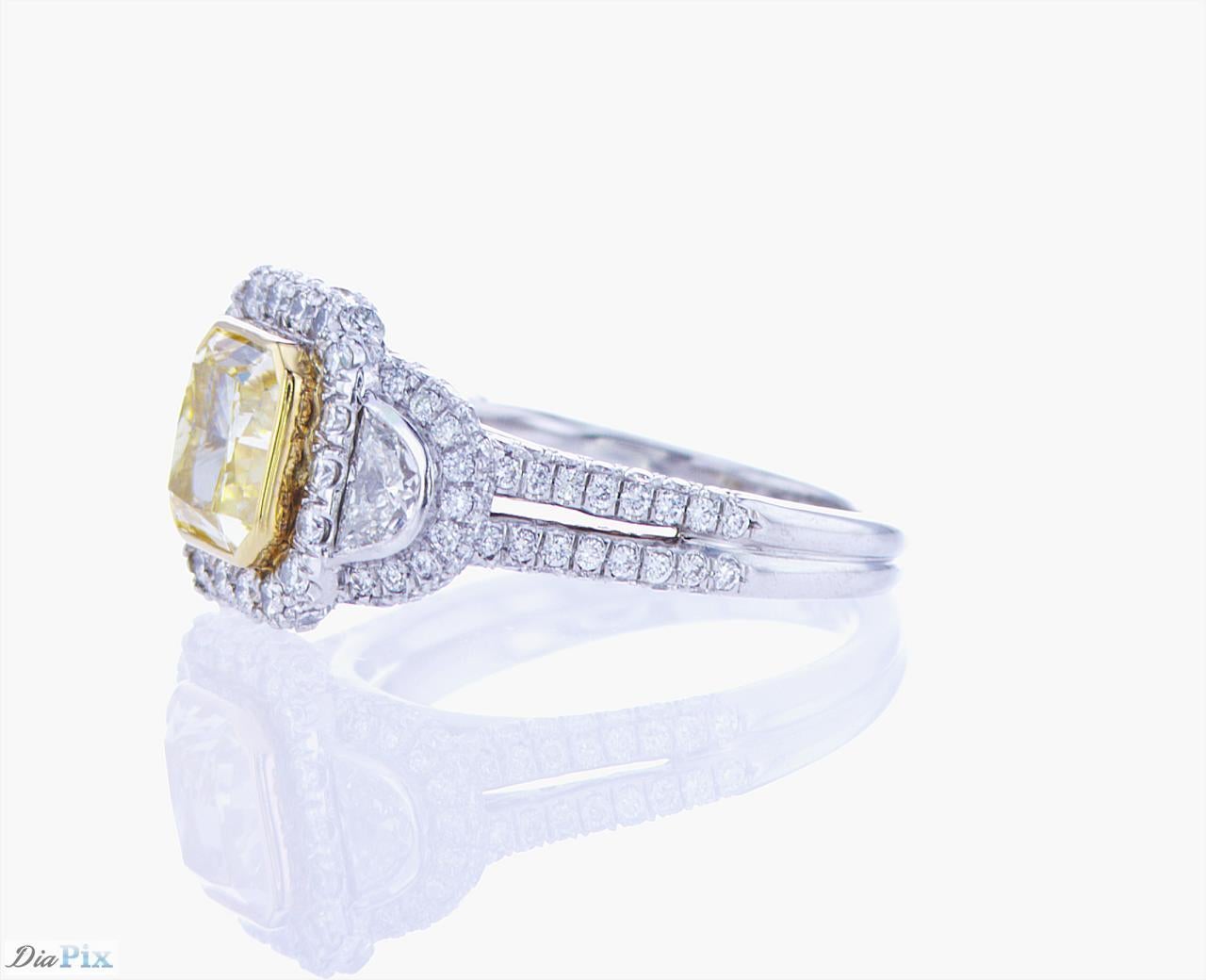 GIA-zertifizierter 1,91-karätiger gelber Fancy-Diamantring aus Platin im Zustand „Neu“ im Angebot in New York, NY