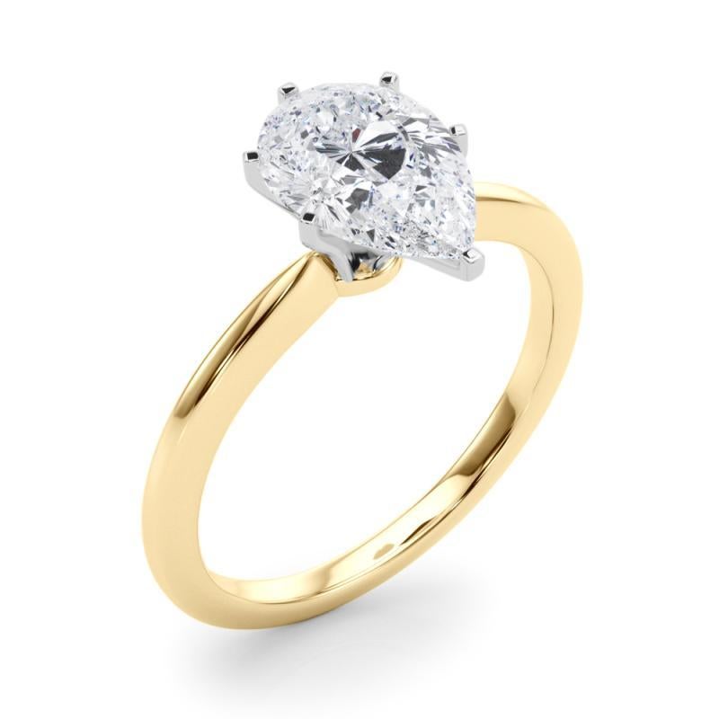 GIA-zertifizierter 1.91-Karat-Birnen-Diamantring mit Zackenbesatz und Solitär Damen im Angebot