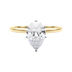 Anello con diamante solitario con incastonatura a pera da 1.91 carati certificato GIA
