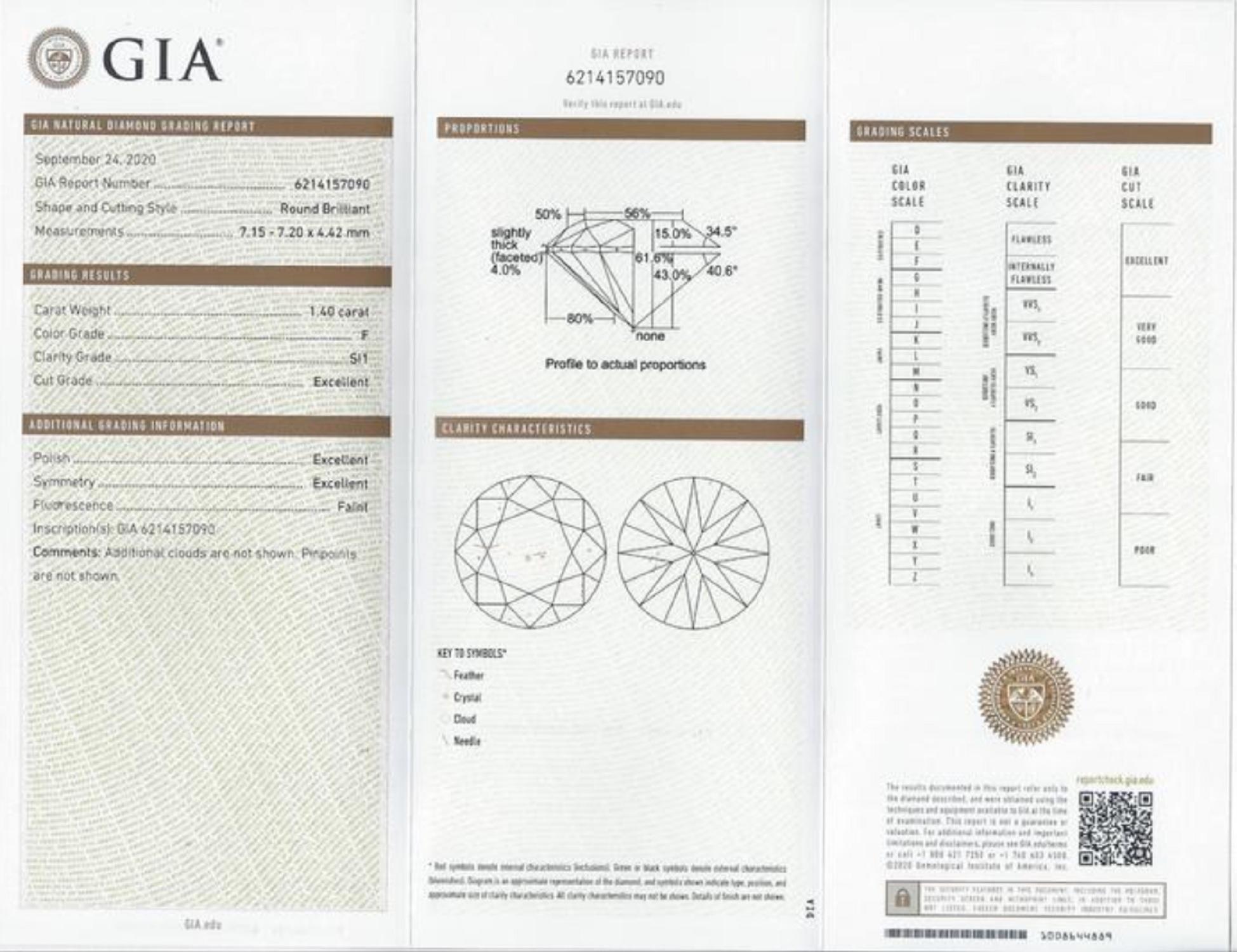 Diamant taille brillant rond certifié GIA de 1,91 carat, propre à 100 % 1