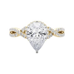 GIA Certified 1.91 Carat Solitaire Pear Halo Infinity Diamond Ring