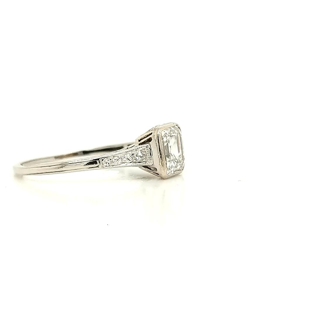 Women's or Men's GIA Certified Asscher Cut 1925 Art Deco Platinum Diamond Engagement Ring