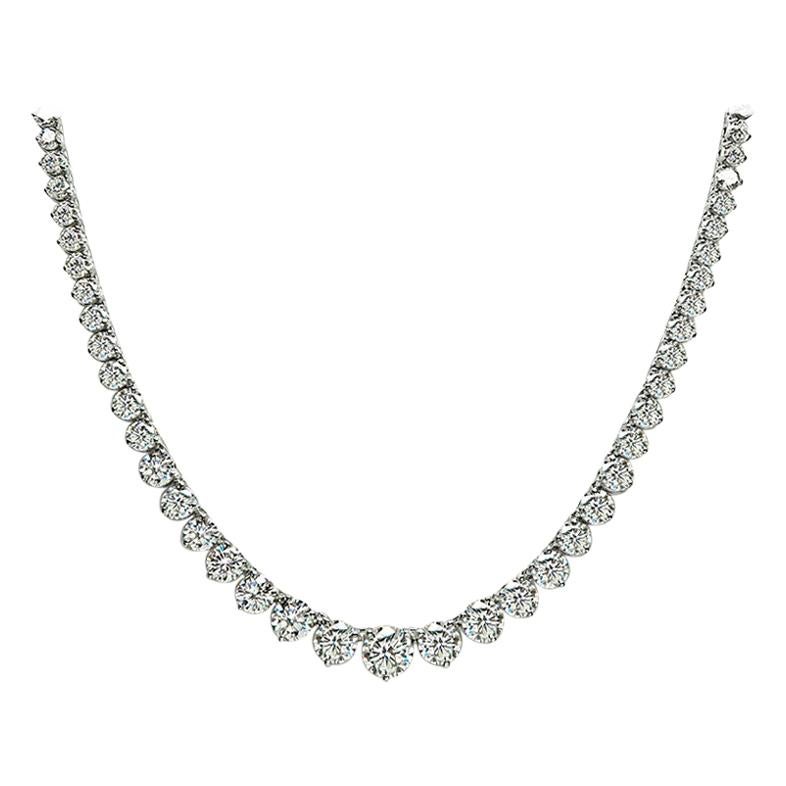 GIA Certified 19.18ct Diamond Gold Riviera Necklace