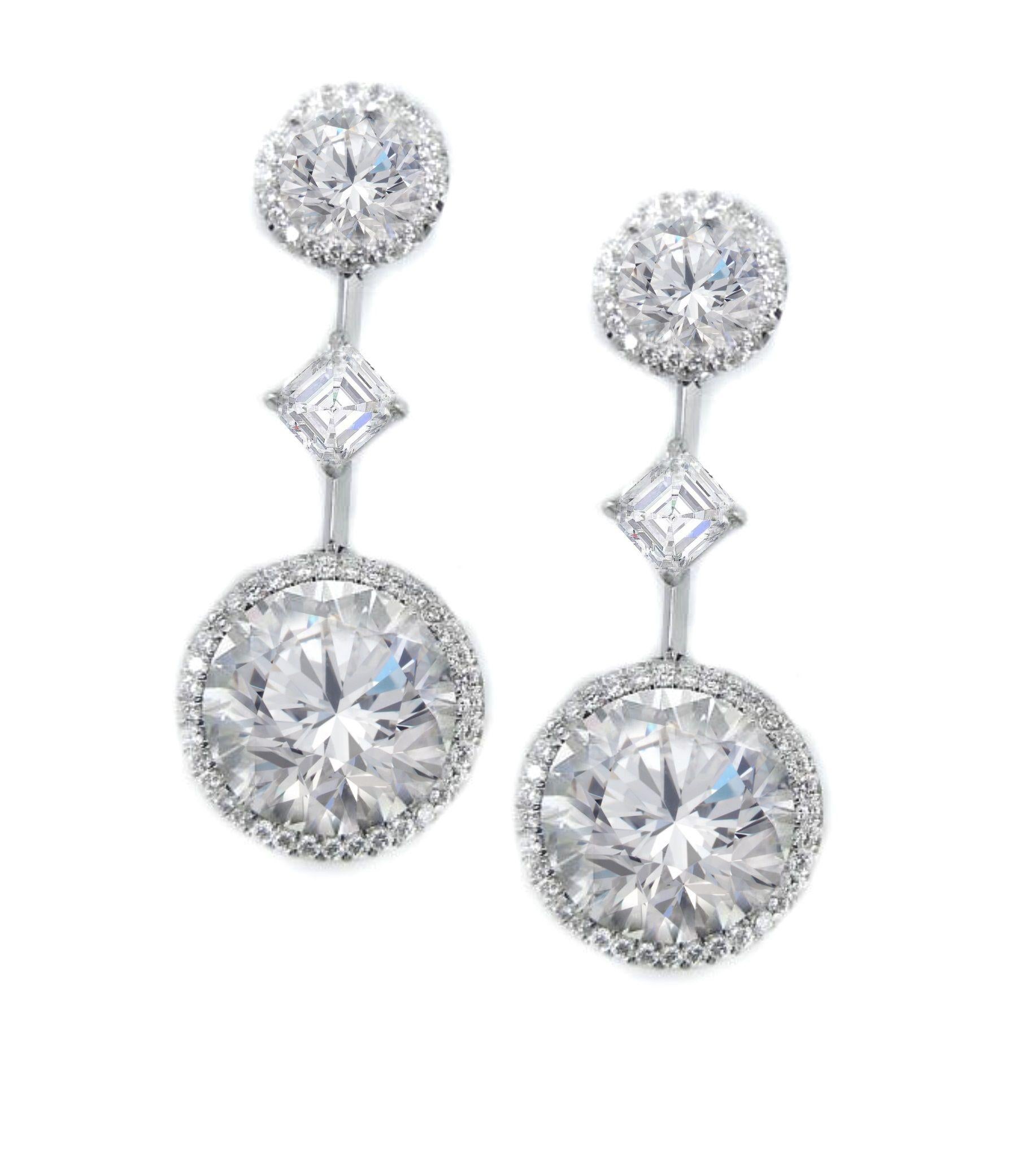 Round Cut GIA Certified 19.19 Carat Important Diamond Earrings For Sale