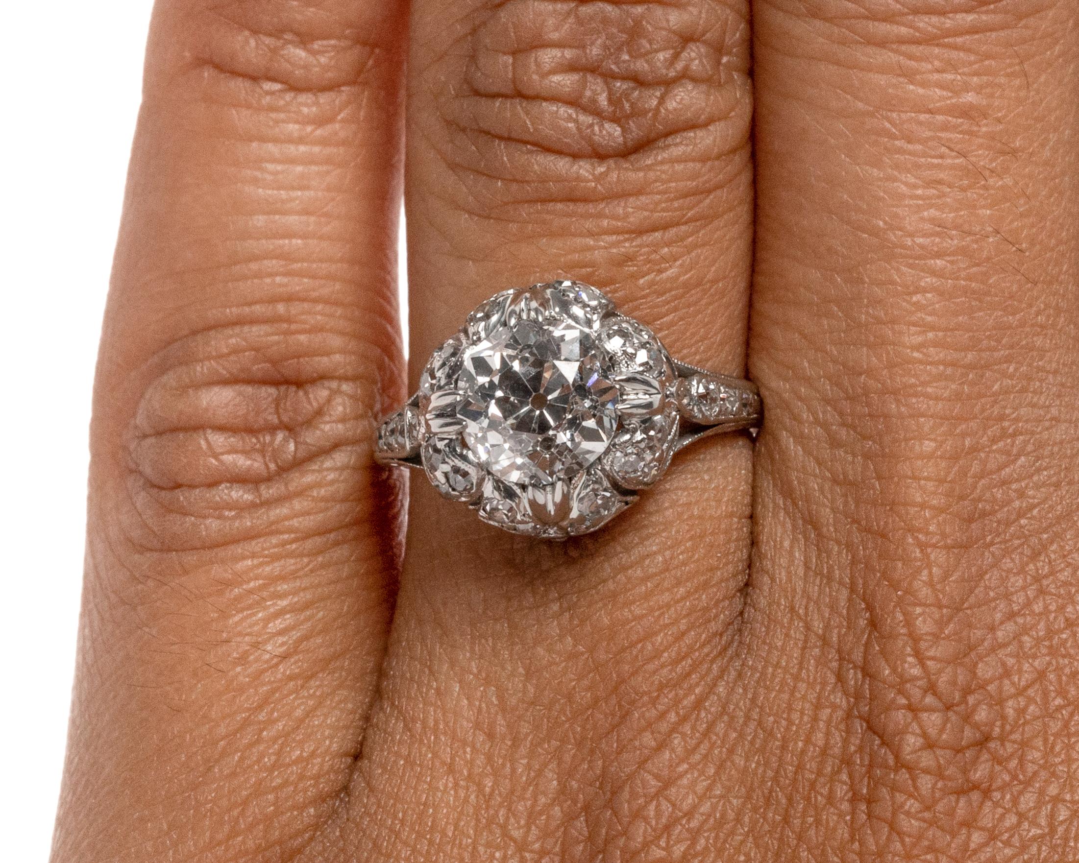 Art Deco GIA Certified 1.92 Carat Diamond Platinum Engagement Ring For Sale