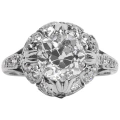 Antique GIA Certified 1.92 Carat Diamond Platinum Engagement Ring
