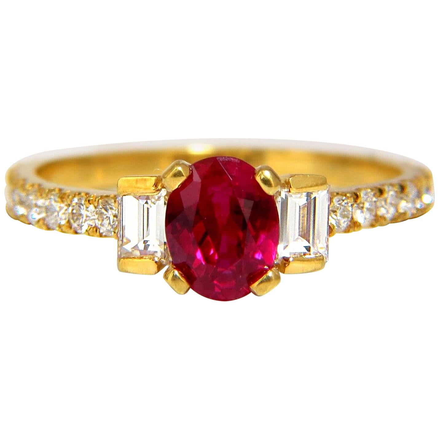 GIA Certified 1.92 Carat Natural Ruby Diamonds Ring 18 Karat Vivid Red