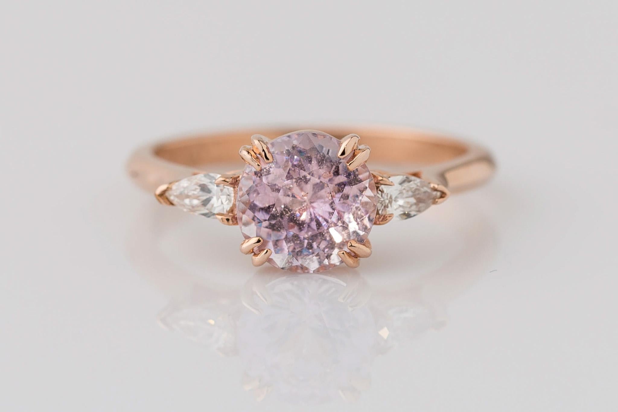 For Sale:  GIA Certified 1.92 Natural Pink Sapphire Three Stone Diamond Ring 2