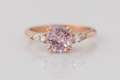 GIA Certified 1.92 Natural Pink Sapphire Three Stone Diamond Ring